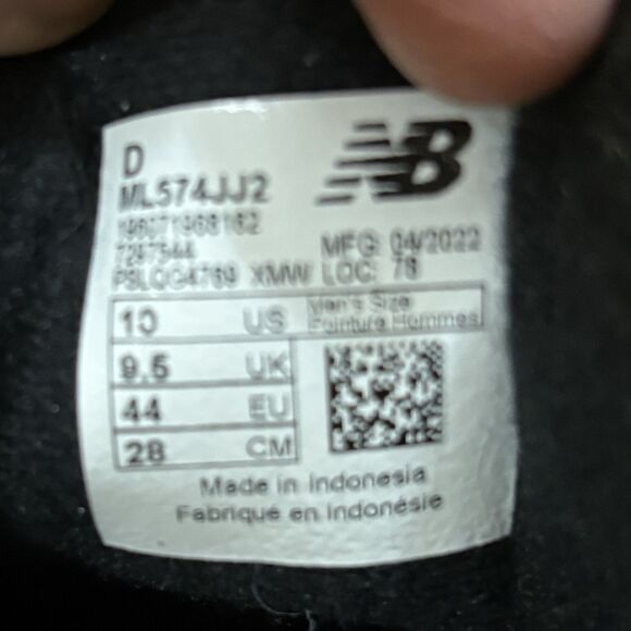 New Balance 574 Classic Shoes Mens Size 10 Black Gray Suede Mesh ML574EVB - Picture 10 of 10